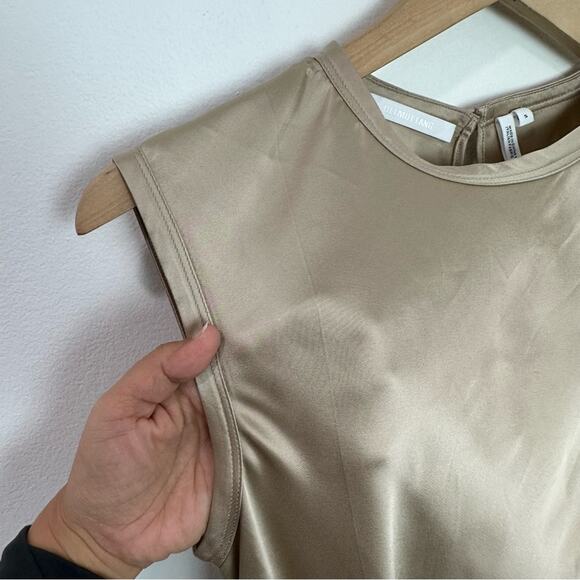Helmut Lang Hem Drape Tie Tank Top Butter Gold Tan size Small - Picture 3 of 8